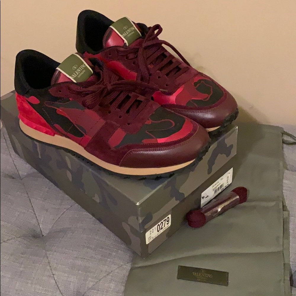 Valentino Garavani Red and Black Sneakers